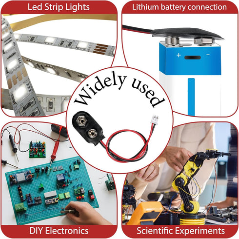EupHHonycs 4 9V 2.0 9 (15cm) Pcs Battery Clip Connector Battery Snap to PH Connector Cable I-Type Volt Clip Wire