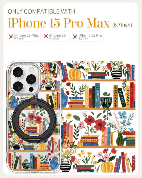 Loheckle 15 15 for iPhone Pro Max Case with Stand- Compatible with MagSafe Women Girls Cute Clear Girly Aesthetic