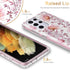 Esdot Light Pink Flowers Case for Samsung Galaxy S21 Ultra, Military Grade Rugged Cover for Women Girls