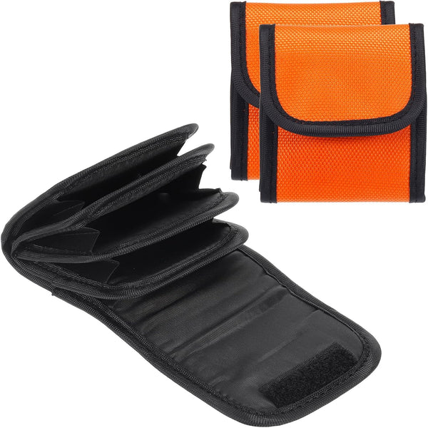 PATIKIL 2 Pcs Lens Filter Case, Portable 4-Pocket Pouch for 25mm-58mm Camera Filters - Orange