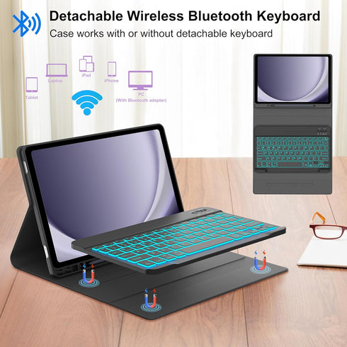 Galaxy Tab A9 Plus Case with Keyboard 11 inch, Magnetic Detachable Wireless Bluetooth Keyboard, Smart Cover with S Pen