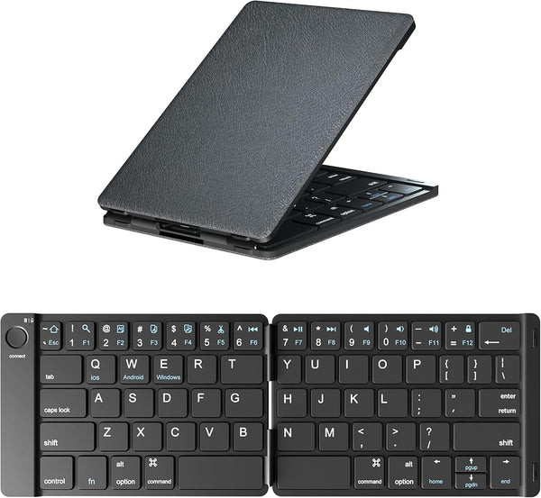 Foldable Bluetooth Keyboard, Portable Wireless Keyboard with Rechargeable Full Size Ultra Slim Folding for iOS Android
