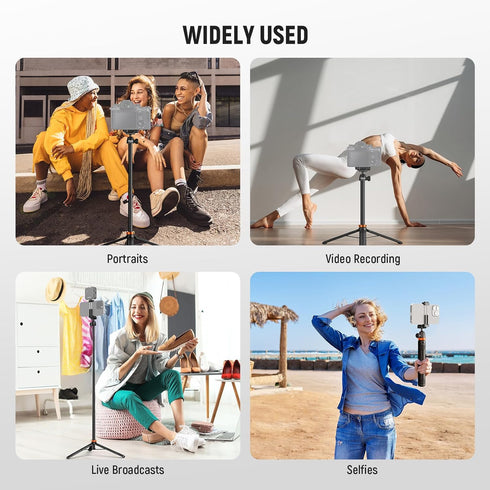NEEWER 59" TS04 Basics Selfie Stick Tripod Compatible with iPhone DLSR Canon Sony Camera, Small Metal Portable Travel
