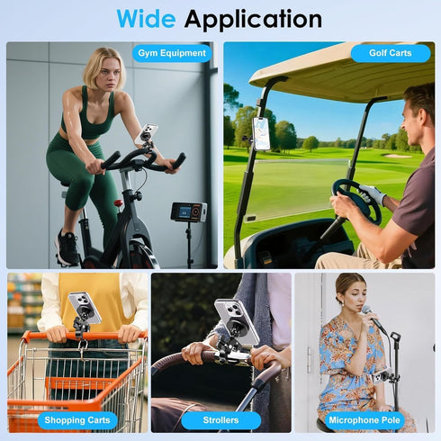 EEEKit 1217 Magnetic Handlebar Clamp Mount, Aluminum Alloy Phone Holder Compatible with iPhone Series and Smartphones