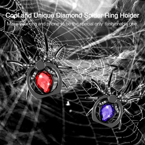 2pcs Spider Cell Phone Ring Holder Stand, Aircawin Cute Phone Finger Holder Stand with 4pcs Ring Holder Hanging Hook