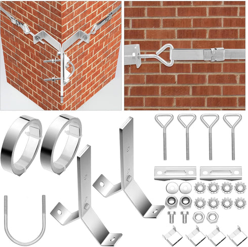 Blulu 2 Set TV Antenna Chimney Y-Mount Kit 12 ft Galvanized Steel