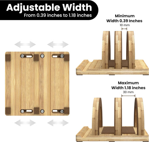 Premium Wood Vertical Laptop Stand, Adjustable Dual Slot Bamboo Holder for MacBook, Dell, HP, Space-Saving Desktop