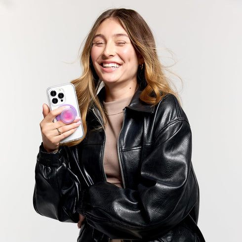 Aura PopSockets Phone Grip with MagSafe Compatibility, Includes Adapter Ring, Wireless Charging Compatible Phone Holder.