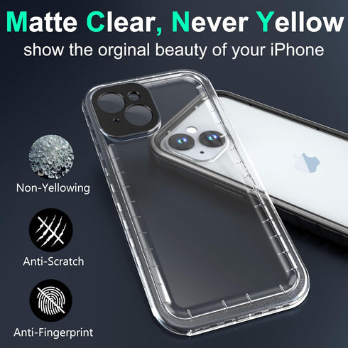 SOKUSIN Waterproof Case for iPhone 13, Shockproof Drop Proof Dustproof Clear Phone Case with Built-in Screen & Camera