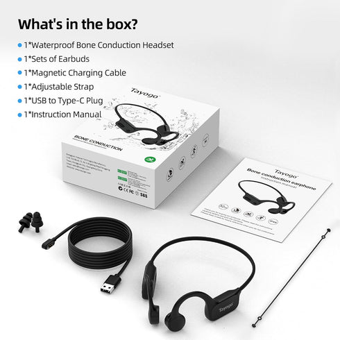32GB MP3 Swimming IPX8 Swimming Headset 8-Hour Tayogo Waterproof Player for Laps | Bone Conduction Headphones |