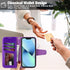 Arae Compatible with iPhone 13 Case with Card Holder and Wrist Strap Wallet Flip Cover for iPhone 13 6.1 inch, Purple