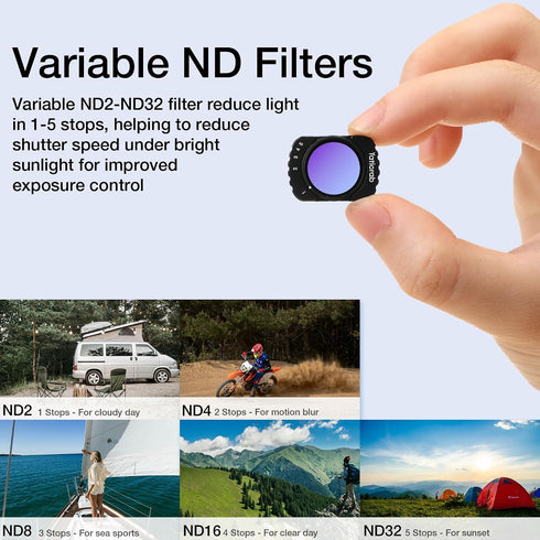 Yaticrab ND2-32 3 5-Stop Magnetic Variable & CPL Filters for DJI Osmo Pocket Accessories, Adjustable ND +