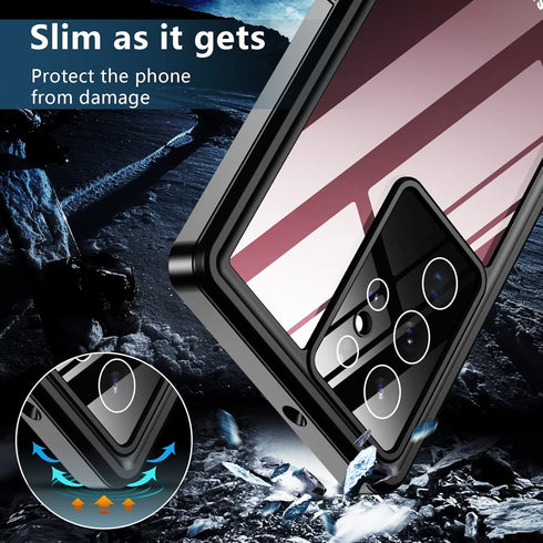 SPIDERCASE Designed for Samsung Galaxy S22 Ultra Case, Waterproof with Built-in Screen Protector, Heavy Duty - Black