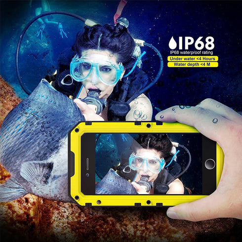 Beasyjoy Metal Case for iPhone SE 2022/3rd/2020/8/7, Waterproof Heavy Duty with Screen Protector, Yellow