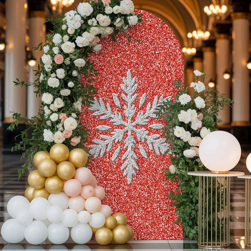 Duskova Living 5 Modern Themed Arch Backdrop Cover FT, Winter Watercolor Sparkling Snowflake Pattern Wedding Arch Cover