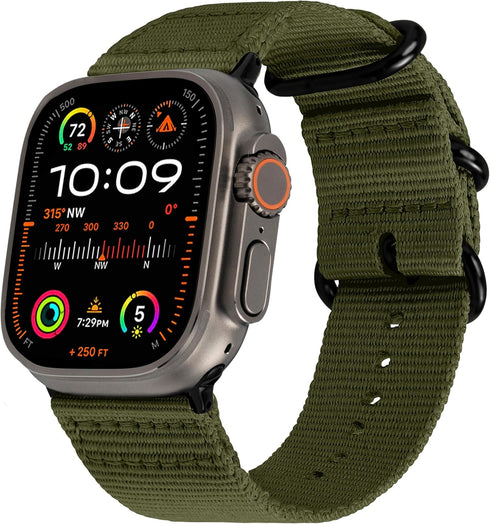 Hiking Trail Nylon Band, Rugged Compatible with Apple Watch for Men & Women, Water-Resistant Nylon Strap (Army Green)