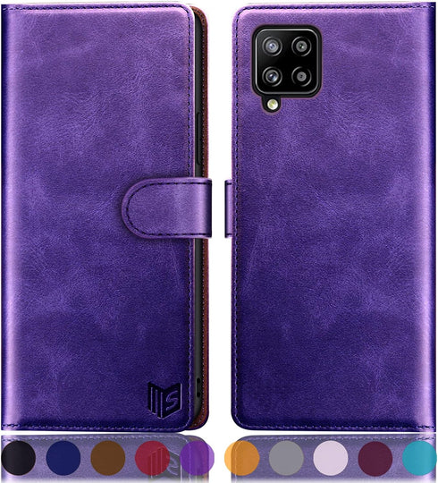SUANPOT Samsung Galaxy A42 5G Wallet Case, RFID Blocking Leather Flip Folio Book Phone Case for Women Men