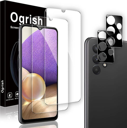 2 Pack Tempered Glass Screen Protector & Camera Lens Protector for Samsung Galaxy A32 5G 6.5" - HD Clarity, Anti-Scratch
