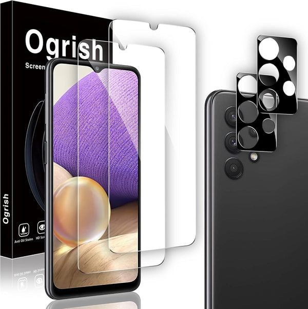 2 Pack Tempered Glass Screen Protector & Camera Lens Protector for Samsung Galaxy A32 5G 6.5" - HD Clarity, Anti-Scratch