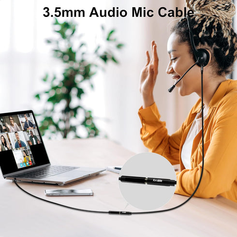 25FT 3.5mm Headphone Extension Cable, 4 Pole TRRS Male to Female Stereo Audio Cord, Nylon Braided, Microphone