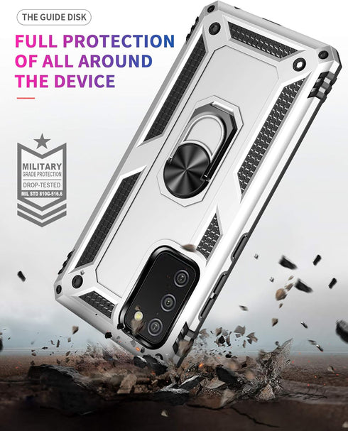 360 Metal Rotating Ring Kickstand Holder Armor Heavy Duty Shockproof Case for Samsung Galaxy A02S (Military Grade Drop