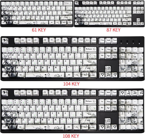 MOLGRIA Keycaps 110 Set Ink Panda for Full Sized Keyboard, Custom PBT OEM Profile with Japanese Font for Cherry MX
