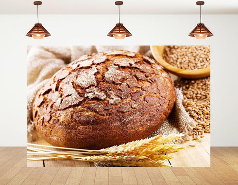 KeyWork 10x10ft Rye Bread Backdrop Fresh Whole Grain Sourdough with Wheat Photography Background