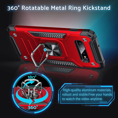 Anqrp Galaxy S10 Plus Case, Military Grade Protective Cover with Enhanced Metal Ring Kickstand for Samsung Galaxy S10+