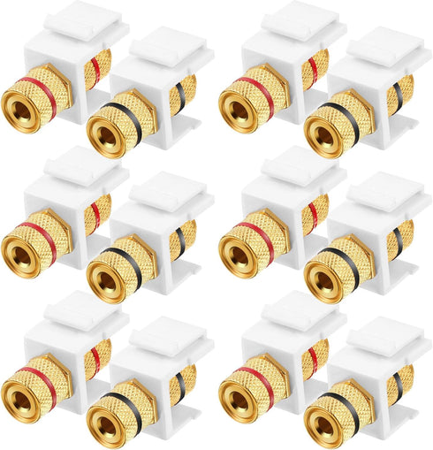 12 Pieces Banana Jack Binding Post Keystone Jack Insert with Black and Red Rings for Audio Speaker Connector