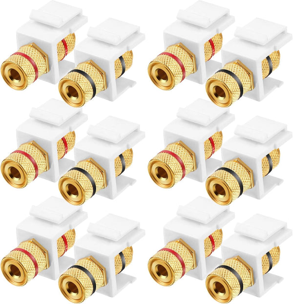 12 Pieces Banana Jack Binding Post Keystone Jack Insert with Black and Red Rings for Audio Speaker Connector