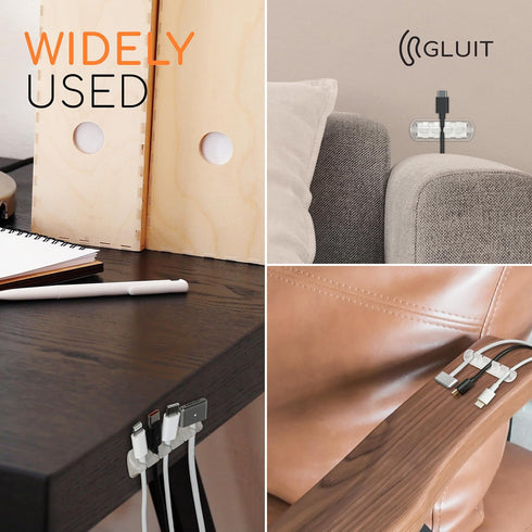 GLUIT Transparent Adhesive Desktop Cable Organizer, Versatile Cord Holders and Clips for Office Desk Accessories