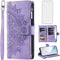 Asuwish Wallet Phone Case for Samsung Galaxy Note 10 5G - Mandala Flower, Zipper Card Holder, Tempered Glass, Purple.