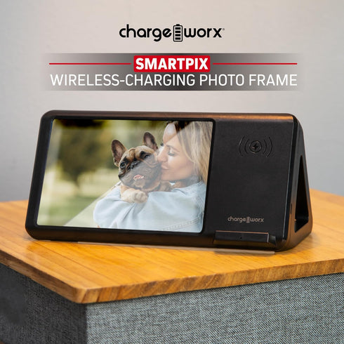 Smartpix Wireless Charging Station: 10W Charger, 4x6 Photo Frame | Desk Dock & Nightstand Accessory | Clutter-Free Design