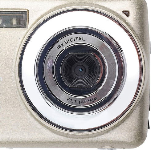 Mini Video Camera with 2.4 Inch LCD Screen, 1600W Full HD Compact Camera, 4X Digital Zoom, Golden