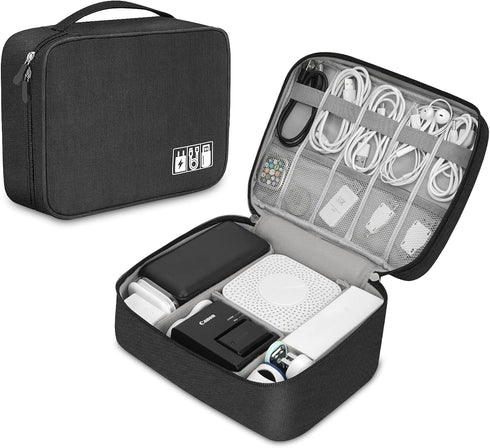 Electronic Organizer Travel Bag for Universal Cable Accessories, Charger, Phone, USB, SD Card, 1 Pack