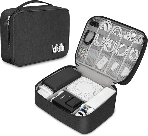 Electronic Organizer Travel Bag for Universal Cable Accessories, Charger, Phone, USB, SD Card, 1 Pack