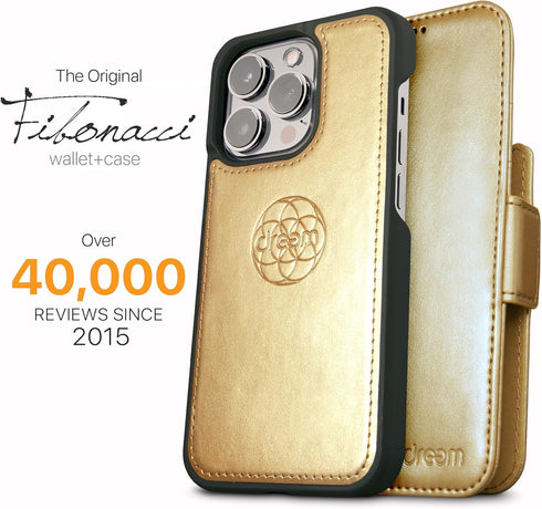 Dreem Fibonacci Wallet Case for iPhone 14 Pro - 2-in-1 Shockproof with Detachable Vegan Leather Folio