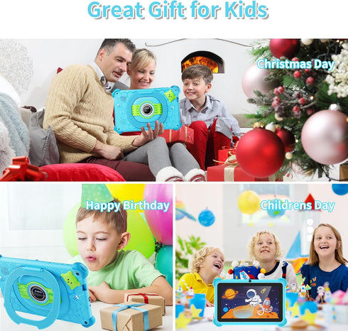 zcobro 7 inch 32GB Kids Tablet Toddler Kids Learning Tablet WiFi Tablets with Shockproof Case, YouTube, GMS, Parental