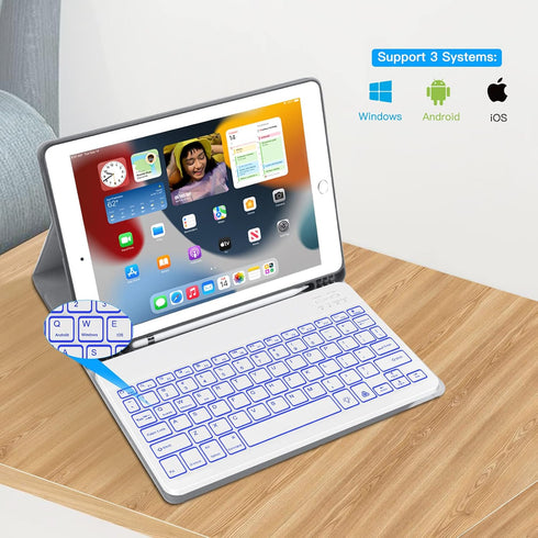 XIWMIX Ultra-Slim Wireless Bluetooth Keyboard, 7 Colors Backlit Universal Rechargeable, Compatible with iPad Pro/Air,