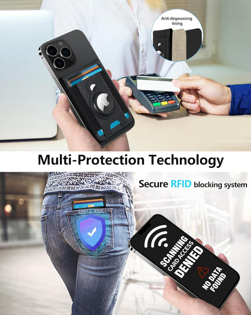 3-in-1 Magnetic Wallet with AirTag Holder for iPhone, Magnetic Wallet Stand for iPhone 16/15/14/13/12 Series