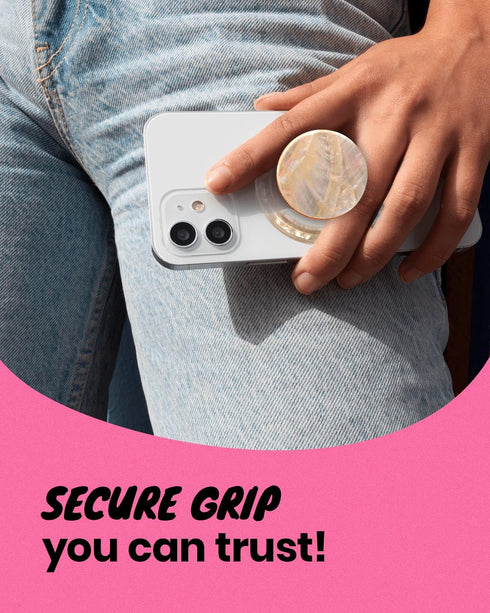 On The Grip 15 14 13 12 Magnetic Phone Grip for MagSafe, Genuine Natural Crystal & Seashell Stone, Swappable Top