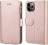 KIHUWEY Premium Leather Wallet Case for iPhone 12 Pro Max, Zipper with Card Holder, Wrist Strap, Rose Gold