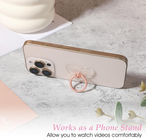 HJZHII 4PCS Setting 360 180 Transparent Cell Phone Ring, Diamond Cell Phone Rings Holder Stand Phones Case Ring Holders