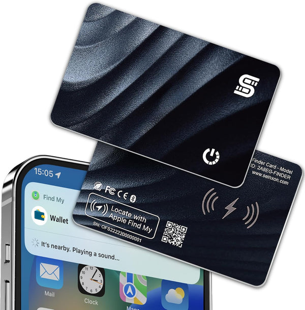 Wallet Tracker Wireless Recharging IP68 Thin Item Finder Card, Bluetooth Works with Apple Find My APP & Network (iOS