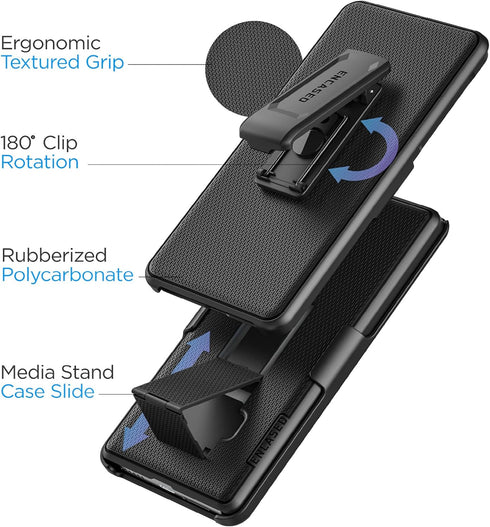 Encased DuraClip Holster for iPhone 15 Pro Case with Belt Clip Phone Holder and HD Screen Protector (iP15-PRO 6.1") -
