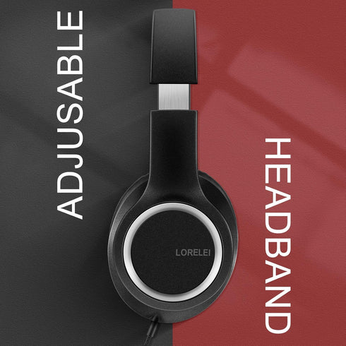LORELEI X8 Over-Ear Wired Headphones with Microphone, Tangle-Free Nylon Line, Lightweight Foldable for Smartphone
