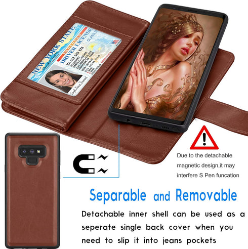 Tekcoo Galaxy Note 9 Case, PU Leather Wallet Case, ID Cash Credit Card Slots Holder, Detachable Magnetic Hard Case