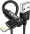 90 Degree Right Angle iPhone Charging Cable 10ft 2-Pack, Nylon Braided Lightning Charger for iPhone 14, 13, 12, 11, Pro