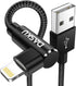 90 Degree Right Angle iPhone Charging Cable 10ft 2-Pack, Nylon Braided Lightning Charger for iPhone 14, 13, 12, 11, Pro