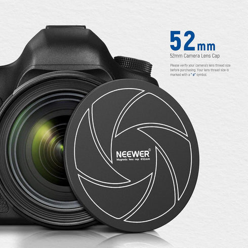 NEEWER 52mm Magnetic Aluminum Lens Cap, Compatible with K&F & Kase NEEWER 52mm Magnetic Lens Filters